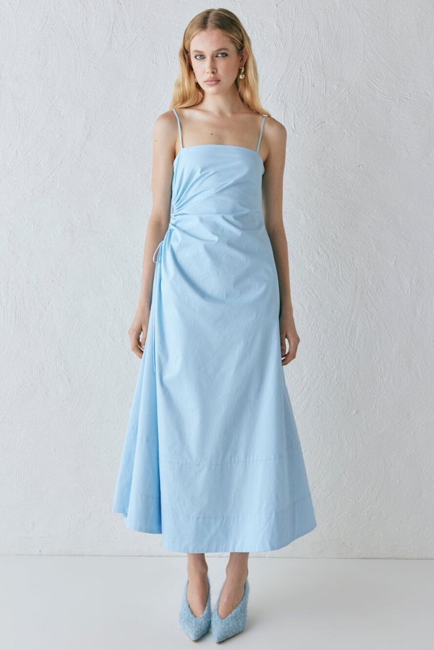 VRG GRL Sailor Cotton Tank Midi Dress Sky - L